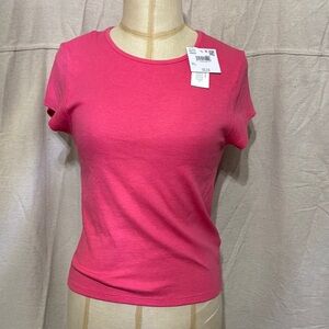 2/$25 American Eagle Outfitters Pink Fitted Crop T-Shirt